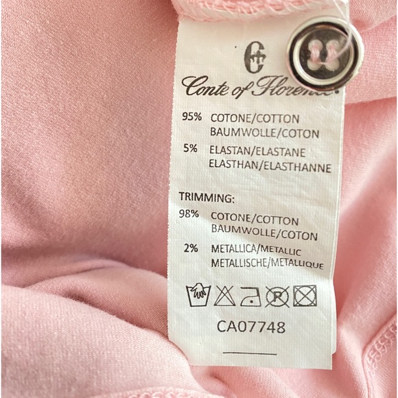 Conte of Florence women's Polo Shirt. rhinestone logo.Quarter sleeves.Pink.Sz S - Picture 6 of 11